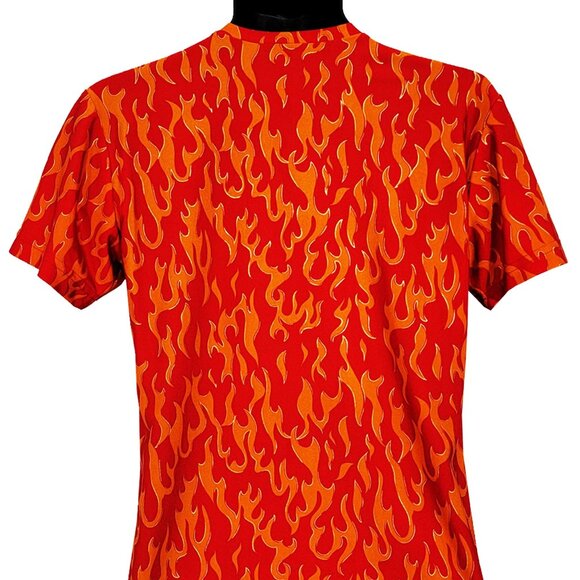 Flaming Skull Men's Flaming-Red T-shirt - Picture 7 of 7